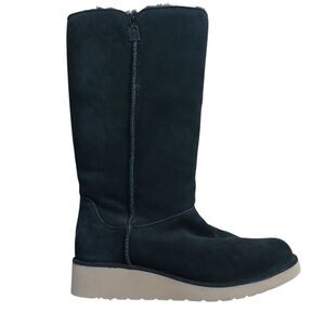 KOOLABURRA by UGG 1015880 Koola Slim Tall Boots Black Soft Suede Faux Fur Wedge